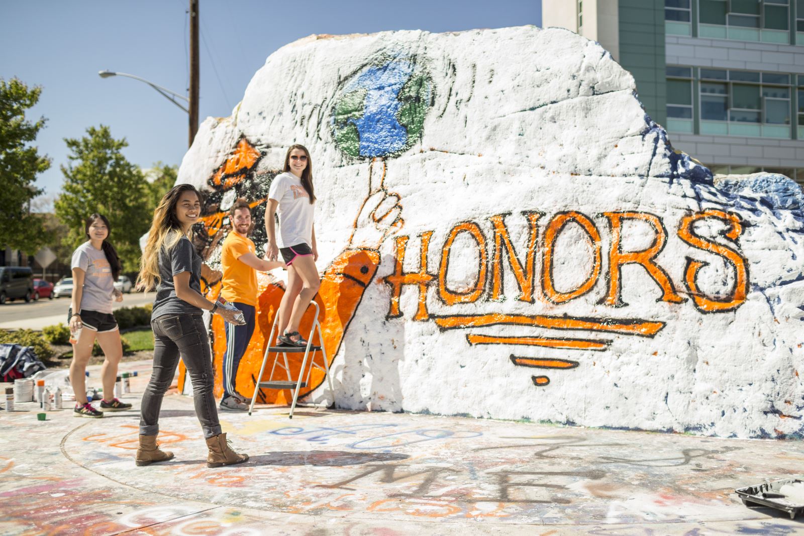 The Rock painted by University Honors students.